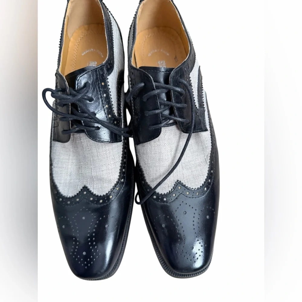 Stacy Adams Two-Tone Black and Gray Oxfords Men’s 8